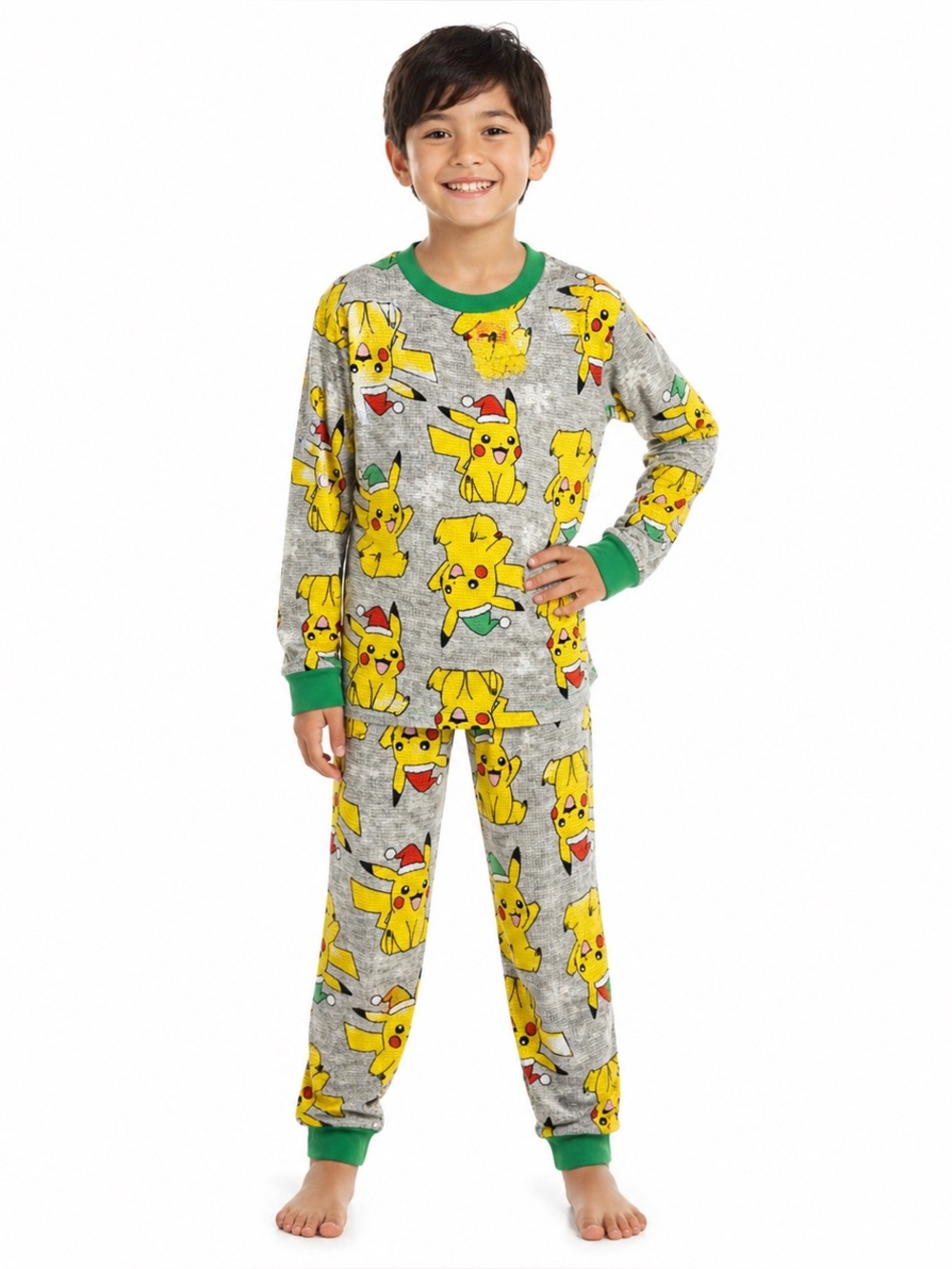 Pokemon Pikachu Christmas Pajama Set Boys Size 8 Fleece 2PC
